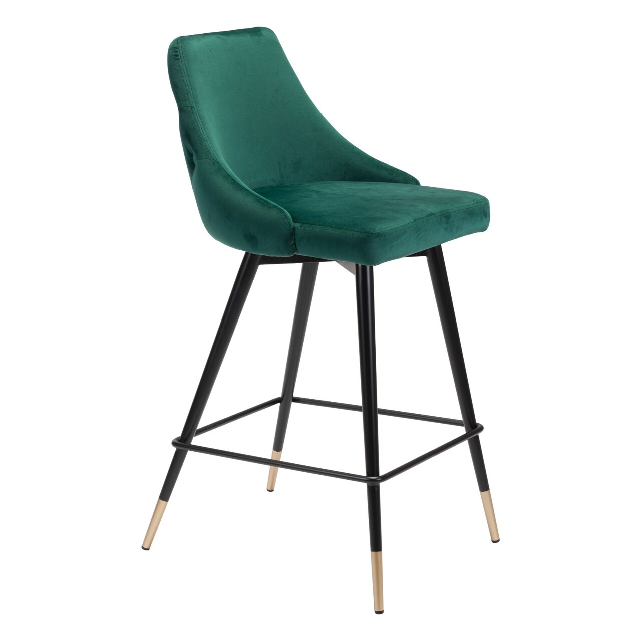 Modern Home 36.5&#x22; Green and Black Button Tufted Upholstered Bar Chair